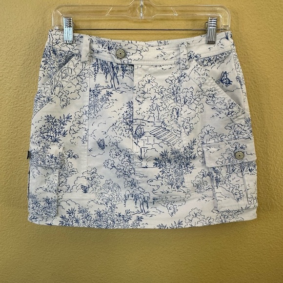 Cinq  A Sept Blue/White Garden Toile Stretch Cotton Cargo Skirt Size 4 Like New! - Picture 10 of 11